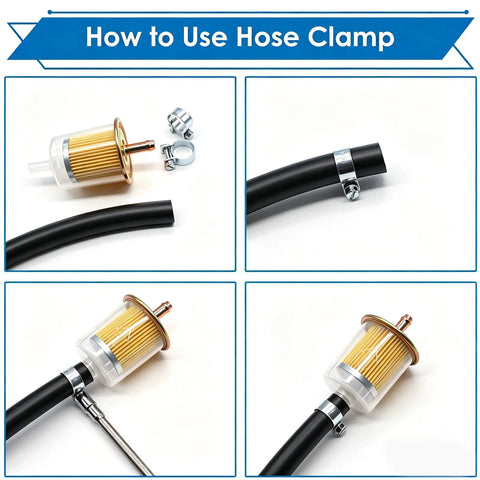 How to use Fuel Line Clamp Set For Auto Marine And Truck Dope High Pressure Zinc Plated Fuel Injection Hose Clamps with filter