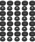 20 Pairs License Plate Screw Caps With Washers, Black Plastic Bolts, arranged neatly, universal anti-theft frame covers visible