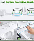 Must Have Non Electric Cold Water Bidet Toilet Seat Attachment With Pressure Controls And Retractable Self Cleaning Dual Nozzles For Front And Rear Wash In Black showing installation of rubber protective washer