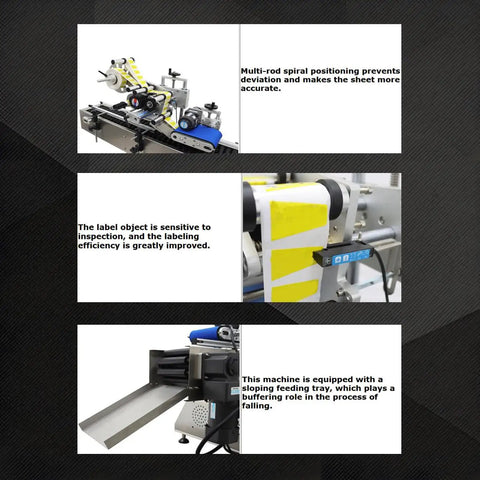 Hustle Ready High Speed Automatic Bottle Labeler With Intelligent Touchscreen Control 110V Desktop Conveyor System For Smooth Round Containers Quick Grind Setup showing multi-rod spiral positioning for accurate labeling.