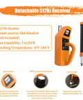 Detachable 512Hz receiver for Badass Sewer Camera With Locator And 512Hz Sonde Transceiver, orange handle, power source, features.
