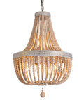 Six Light Farmhouse Boho Wood Bead Chandelier Modern Natural Wooden Beaded Pendant Light Fixture E12 Adjustable Pendant