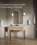 Modern bathroom with Sleek Square Wall Mounted Toilet Paper Holder in Polished Chrome Premium Metal Construction Pivoting Roll