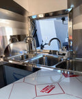 Mobile Food Truck And Snack Cart For Sale Featuring Custom Commercial Trailer Built For Coffee Stands And Burger Joints Heavy Duty Street Vendor Rig Ready To Hustle with stainless steel sink and work area.