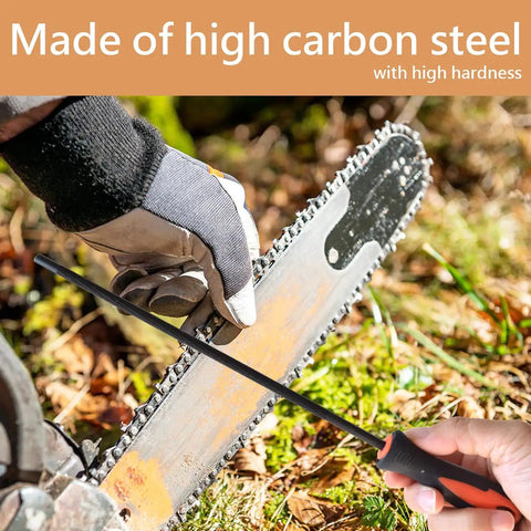 Pro Grade Chainsaw File Set With Plastic Handle Round Files 5/32 3/16 7/32 Inches Sizes For Fast Chainsaw Sharpening