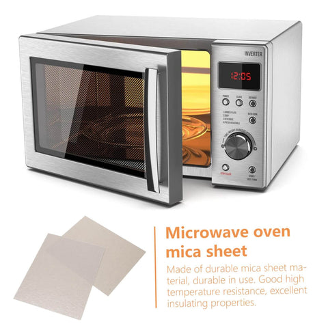 Microwave with open door showing 12 Piece Mica Sheet Waveguide Covers For Microwave Oven with protective insulation and oil-proof surface
