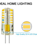 Close-up of G4 LED Bulbs 10 Pack, BiPin Base 3W 12V AC DC Landscape Light Replacement, Warm White 3000K, T3 Size, LED chips detail