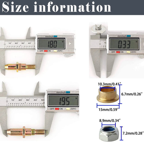 Size information for Door Hinge Pin And Bushing Pro Grade Repair Kit For GM Trucks And SUVs Including Silverado Sierra