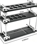 Keep Your Morning Brew On Lock With This Sleek Single Dose Coffee Bean Storage Rack Featuring Eight Smooth Glass Jars Precision Dosing Funnels And True One Way Seals For Every Chill Home Brewer, shown from the side with dimensions.