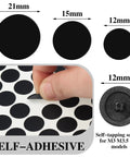 Plastic Self Tapping Screw Cap Covers Set With Self Adhesive Hole Covers For Wood Furniture Black Finish, showing 21mm, 15mm, 12mm sizes
