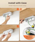 Installation steps for 9 Inch Under Cabinet Power Strip With GFCI Outlet USB A USB C Angled Trapezoid Aluminum Housing