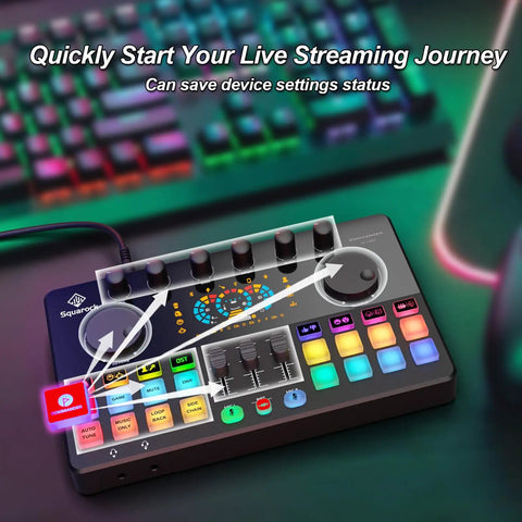Four Microphone Podcast Studio Bundle with all-in-one mixer for live streaming, recording, includes colorful control panel