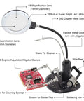 Pro Grade Magnifier Work Station With 16 LED Lights For Soldering And Welding 2.5X And 4X Magnification USB Rechargeable setup close-up