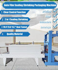 The Real Deal 2 In 1 Plastic Film Sleeve Seal And Shrink Packaging Machine Auto Heat Tunnel For Bottles And Cans Professional Grade Easy Button Access AC220V showing clear control function and quality material.