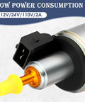 Close-up of Heavy Duty Diesel Heater Fuel Pump for 2KW 5KW 8KW Parking Heaters showing 12V 24V connection.