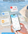 Person holding phone showing WiFi Water Leak Detector 3 Pack With Real Time Alerts And Email Or App Push Notifications display