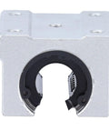 SBR16UU 16MM Aluminum Linear Slide Block With Straight Up Smooth Glide Ball Bearing Bushing For Cnc Routers And 3D Printers front view showing bearing mount design.