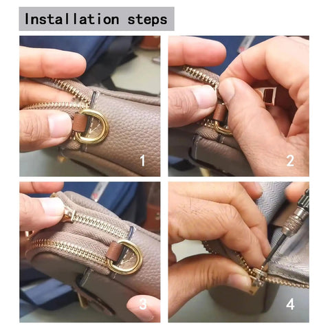 Installation steps for Stainless Steel Replacement Zipper Slider Silver Large Size For Clothing Luggage Handbags