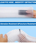 Heavy Duty 4 by 5 Inch Flexible Clear PVC Dust Collection Hose With Stainless Steel Clamps showing abrasion resistant design.