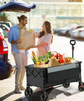 Collapsible Wagon Cart With Brakes 400 Lb Heavy Duty Large Capacity Portable Folding Wagon for groceries in parking lot