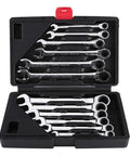 Ratchet Spanner Set With Metric Wrenches For Home Garage Use, Easy Grip Hand Tools Kit For Tight Spaces, 12 Piece Boxed