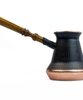 Copper Turkish Armenian Coffee Pot Maker With Wooden Handle 7.6 Fl Oz Cezve Jezve Ibrik Jazve For Rich Coffee
