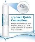 Inline Water Filter For Ice Makers And Refrigerators Post Activated Carbon Replacement Cartridge with 1/4-inch quick connect