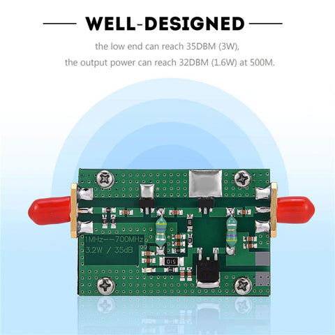 Beefy Ham Radio RF Power Amplifier Module From 1 MHz To 700 MHz Delivers Up To Three Point Two Watts Output, compact circuit board layout