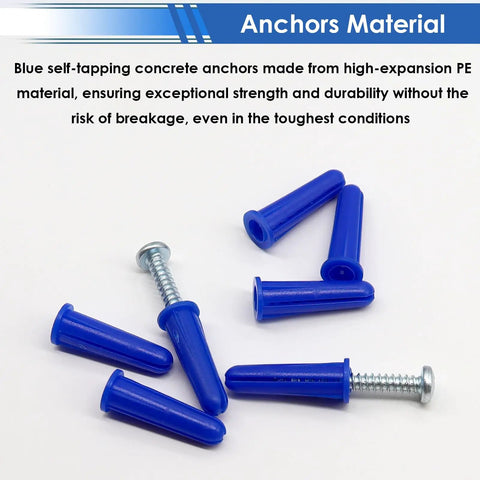 182 Piece Concrete Anchors And Screws Kit With 90 Wall Anchors 90 Masonry Screws And 2 Drill Bits For Brick Concrete And Masonry Mounting