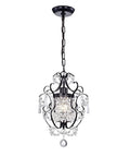 Ava 1-Light Black Crystal Chandelier 11 Inch Pendant 13 By 10 By 4 Inches Ceiling Fixture Elegant Dining Room Pendant Light With Modern Sparkle For Entryway And Living Room Decor, featuring intricate black metalwork and crystal accents.