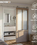 66 Inch Top Mount Sliding Barn Door Hardware Kit In Stainless Steel, Heavy Duty And Quiet, Fits Single Doors Up To 34 Inches Wide