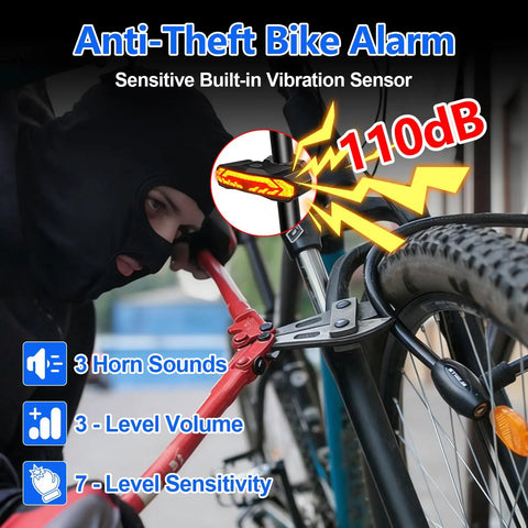 All In One Bike Taillight With Turn Signals And Brake Light, USB Rechargeable Rear Light Kit For Bicycle, Auto On Off Bell, Remote Control, IP65 Waterproof, 31 LED Ultra Bright 160 Lumens For Safer Rides