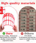 Comparison of Two Piece Open Closed Sign Kit materials shows durability and visibility benefits on glass doors and windows.