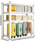 Industrial Grade 3 Tier Metal Storage Shelving Unit Made From Thick Cold Rolled Carbon Steel For Heavy Duty Garage Shelf Use Featuring Rust Resistant And Wobble Free Design With One Piece Uprights To Crush Your Clutter Game with boxes and suitcases.