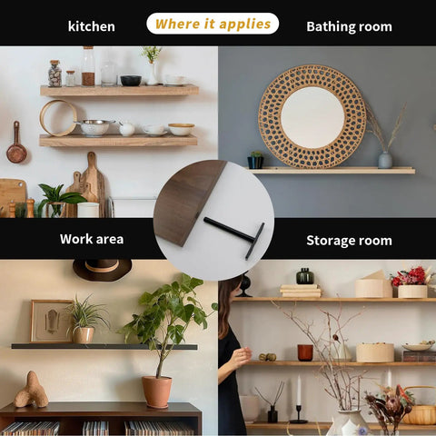 Four Inch Floating Shelf Brackets Concealed Mounts Matte Black Finish With Screws And Anchors Included For Raw Wood Shelves Hidden Bracket System Creates Floating Look While Providing Strong Support For Home Or Office