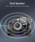 Dual Band Ham Radio for Mobile Base Station With Rotatable LCD Display Chirp Compatible Dual Speaker Audio 2 Meter And 70 Centimeter Transceiver Easy Microphone Band Switching Compact Setup With Cables Included showing dual speakers