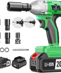 Heavy Duty 20V Brushless Cordless Impact Wrench Drill Driver Kit High Torque 430Nm Power Tool Set For Car Maintenance Wheel Work, showcasing tools and accessories.