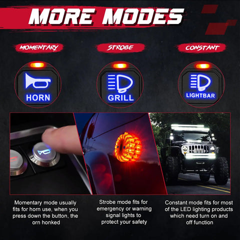 8 Gang Switch Panel 12V 24V Dimmable Strobe Momentary Universal Circuit Control Box On Off LED Touch Switch Pod modes