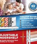 Family in kitchen with Heavy Duty 30 By 12 Stainless Steel Prep Table With Under Shelf And Rolling Storage Cart NSF Certified.