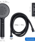 High Pressure Handheld Shower Head With 5 Settings, 78 Inch Leakproof Stainless Steel Hose, Matte Black Finish, Package Includes