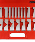 Angle block set, 17-piece precision steel blocks in a red plastic case