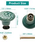 Slick Green Ceramic Cabinet Knobs 12 Piece Set Delivering Boss Level Retro Style And Smooth Grip Handles With Complete Mounting Kit For Pretty Damn Sweet Furniture Refresh, size details 1.3" diameter, 1.2" tall.