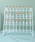 Solid 24 Position Lab Test Tube Drying Rack With Plastic Coated Metal For Science Experiments And Industrial Use Easy Drain Design Heavy Duty Bottle Holder For Chemists displayed on a desk.