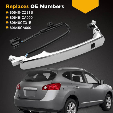 Exterior Chrome Door Handle Front Left Driver Side With Keyhole For Nissan Rogue 2010-2013 Smart Entry Keyless Replacement