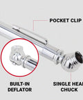 Pencil Tire Pressure Gauge 2 To 20 PSI With Built In Deflator Heavy Duty Stainless Steel Single Head Air Chuck
