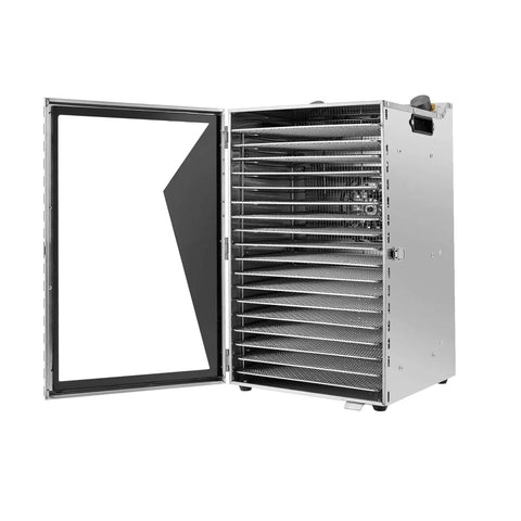 18 Tray Commercial Food Dehydrator With Stainless Steel Build Beef Jerky Dryer 600W Electric Dehydrator open with trays visible