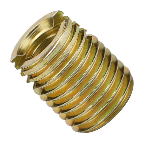 20 Piece 302 Carbon Steel Self Tapping Thread Inserts With Yellow Zinc Plating, Built To Last Thread Repair Kit For Automotive And Industrial Use, M2 To M12 Assortment, close-up insert