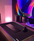 RGB Gaming Mouse Pad Oversized 31.5 By 11.8 Inches With 12 Light Modes Non Slip Rubber Base Large Keyboard Pad on desk
