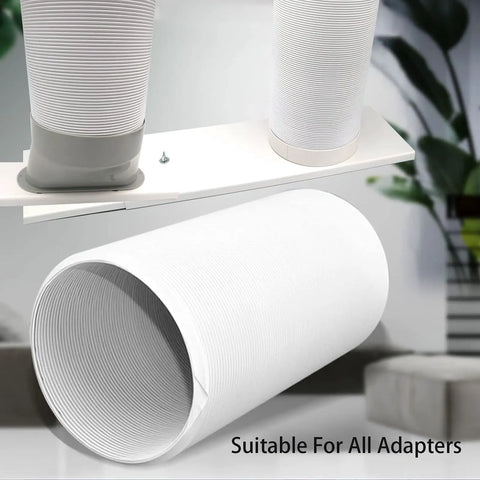 Sturdy 5.9 Inch Portable AC Exhaust Hose With Built In Steel Ring, Thick Polypropylene Material, in a living room setting