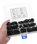 Rubber Wire Harness Grommet Kit With Double Sided Waterproof Seal, 260 Pieces, Easy Install And Precise Fit For Automotive Wiring Harness, DIY Electrical Cable Grommets, Waterproof Cable Gasket Set, assorted black rubber grommets in plastic case